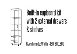 Built in cupboard kit Single Door with 2 external drawers and shelves