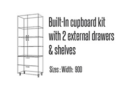 Built in cupboard kit Double Door with 2 external drawers and shelves