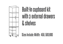 Built in cupboard kit Single Door with 3 external drawers and shelves