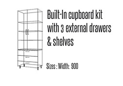 Built in cupboard kit Double Door with 3 external drawers and shelves