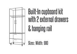 Built in cupboard kit Double door with 2 external drawers and a hanging rail