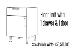 Kitchen Floor Unit with 1 drawer and 1 door