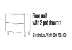 Kitchen Floor unit with 2 pot drawers