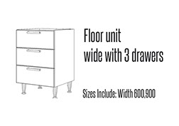 Kitchen Floor Unit wide with 3 drawers