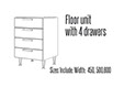 Kitchen Floor unit with four drawers