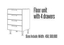 Kitchen Floor unit with 4 drawers